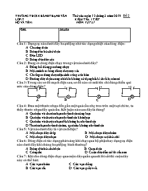Đề kiểm tra 1 tiết môn Vật lý Lớp 7 - Đề 2 - Năm học 2018-2019 - Trường PTDTBT THCS Khánh Thạnh Tân
